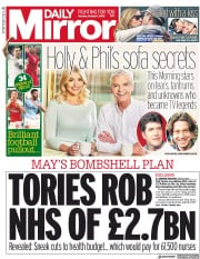 Daily Mirror (UK) Newspaper Front Page for 1 October 2018