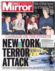 Daily Mirror (UK) Newspaper Front Page for 1 November 2017