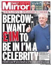 Daily Mirror (UK) Newspaper Front Page for 1 November 2019