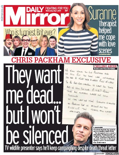 Daily Mirror Newspaper Front Page (UK) for 1 May 2019