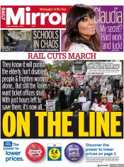 Daily Mirror (UK) Newspaper Front Page for 1 September 2023