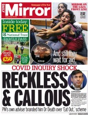 Daily Mirror (UK) Newspaper Front Page for 20 October 2023