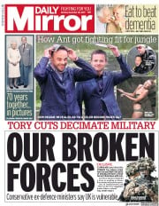 Daily Mirror (UK) Newspaper Front Page for 20 November 2017