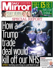 Daily Mirror (UK) Newspaper Front Page for 21 August 2019