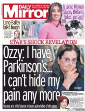 Daily Mirror (UK) Newspaper Front Page for 22 January 2020