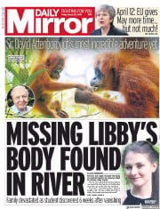 Daily Mirror (UK) Newspaper Front Page for 22 March 2019