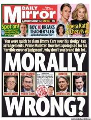 Daily Mirror Newspaper Front Page (UK) for 22 June 2012