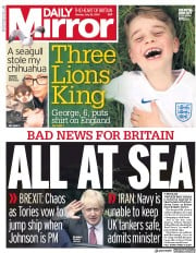 Daily Mirror (UK) Newspaper Front Page for 22 July 2019