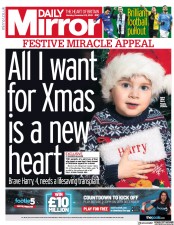 Daily Mirror (UK) Newspaper Front Page for 23 December 2019