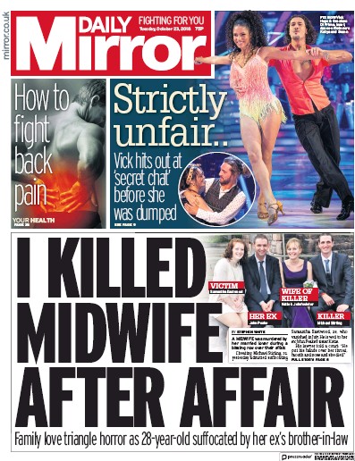 Daily Mirror Newspaper Front Page (UK) for 24 October 2018