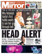 Daily Mirror (UK) Newspaper Front Page for 24 November 2017