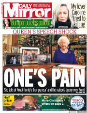 Daily Mirror (UK) Newspaper Front Page for 24 December 2019