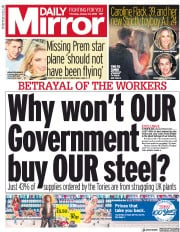 Daily Mirror (UK) Newspaper Front Page for 24 January 2019