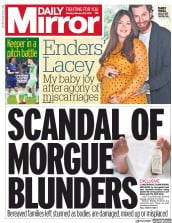 Daily Mirror (UK) Newspaper Front Page for 25 February 2019