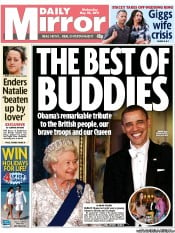 Daily Mirror Newspaper Front Page (UK) for 25 May 2011