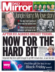 Daily Mirror (UK) Newspaper Front Page for 26 November 2018