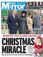 Daily Mirror (UK) Newspaper Front Page for 26 December 2017