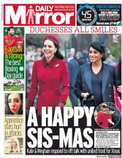 Daily Mirror (UK) Newspaper Front Page for 26 December 2018