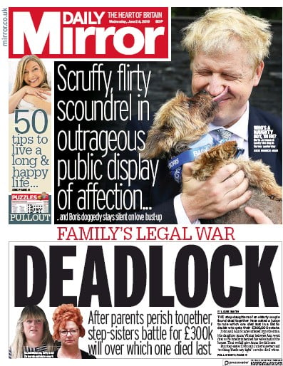 Daily Mirror Newspaper Front Page (UK) for 26 June 2019