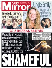 Daily Mirror (UK) Newspaper Front Page for 27 November 2018