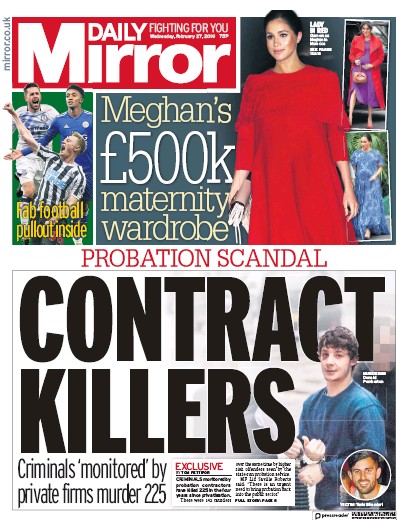 Daily Mirror Newspaper Front Page (UK) for 27 February 2019