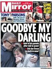Daily Mirror Newspaper Front Page (UK) for 28 December 2010