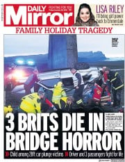 Daily Mirror (UK) Newspaper Front Page for 28 December 2018