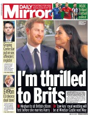 Daily Mirror (UK) Newspaper Front Page for 29 November 2017