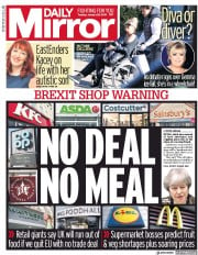 Daily Mirror (UK) Newspaper Front Page for 29 January 2019