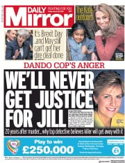 Daily Mirror (UK) Newspaper Front Page for 29 March 2019