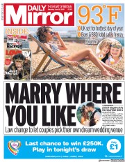 Daily Mirror (UK) Newspaper Front Page for 29 June 2019