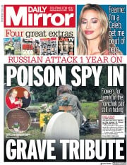 Daily Mirror (UK) Newspaper Front Page for 2 March 2019