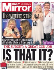 Daily Mirror (UK) Newspaper Front Page for 30 October 2018