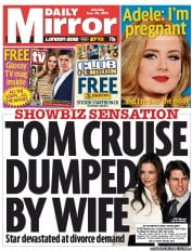 Daily Mirror Newspaper Front Page (UK) for 30 June 2012