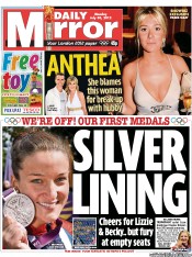 Daily Mirror Newspaper Front Page (UK) for 30 July 2012