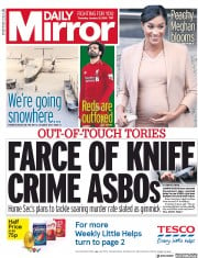 Daily Mirror (UK) Newspaper Front Page for 31 January 2019