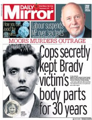 Daily Mirror (UK) Newspaper Front Page for 3 November 2017