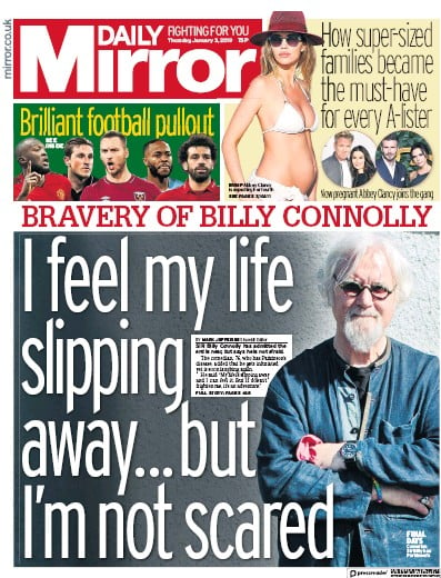 Daily Mirror Newspaper Front Page (UK) for 3 January 2019