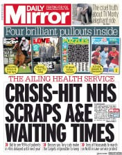 Daily Mirror (UK) Newspaper Front Page for 3 February 2018