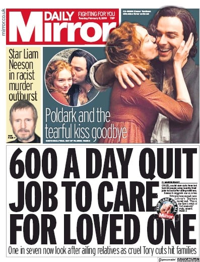 Daily Mirror Newspaper Front Page (UK) for 5 February 2019