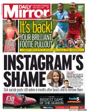 Daily Mirror (UK) Newspaper Front Page for 5 August 2019