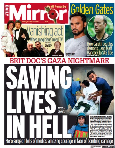 Daily Mirror Newspaper Front Page (UK) for 6 November 2023