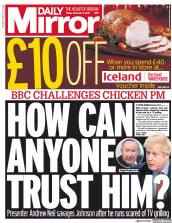 Daily Mirror (UK) Newspaper Front Page for 6 December 2019