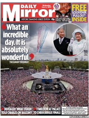 Daily Mirror Newspaper Front Page (UK) for 6 June 2012