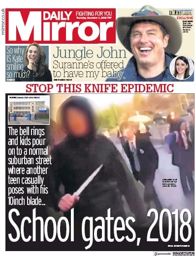 Daily Mirror Newspaper Front Page (UK) for 7 December 2018