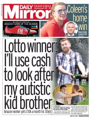 Daily Mirror (UK) Newspaper Front Page for 7 August 2019