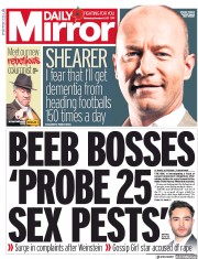 Daily Mirror (UK) Newspaper Front Page for 8 November 2017