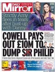 Daily Mirror (UK) Newspaper Front Page for 9 November 2018