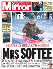Daily Mirror (UK) Newspaper Front Page for 9 December 2017