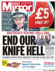 Daily Mirror (UK) Newspaper Front Page for 9 August 2019